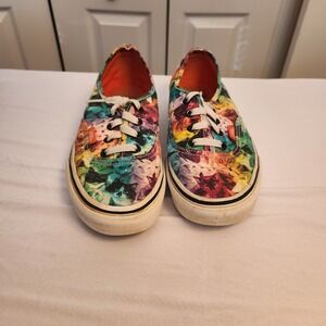 Vans ASPCA Rainbow Cat Print Sneakers Low Top Canvas Shoes Wm"s size 6.5